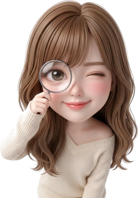 虫眼鏡でのぞきこむルナ
