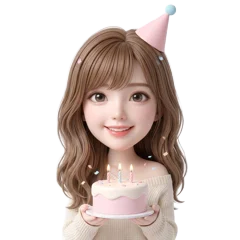 バースデーケーキを持ったルナ